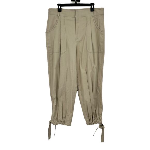 Parker Pants Natural high waist ankle tie tan size 16 - Picture 2 of 7